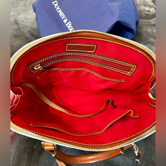 Dooney & Bourke Pebble Grain Leather Zip Zip Satchel Bag Purse Glacier Blue EUC - Picture 9 of 12